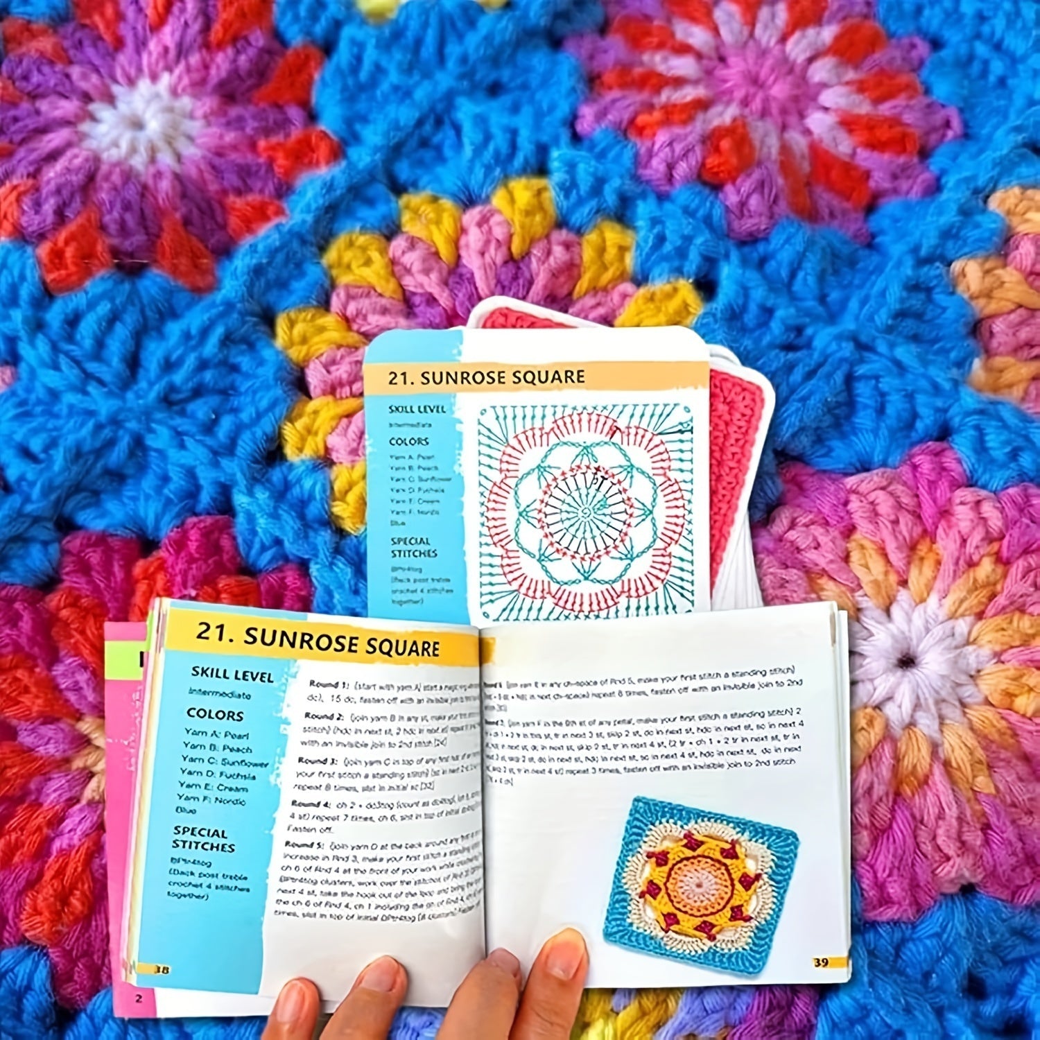 Granny Square Crochet Card Deck – 50 DIY Yarn Template Patterns for Beginners
