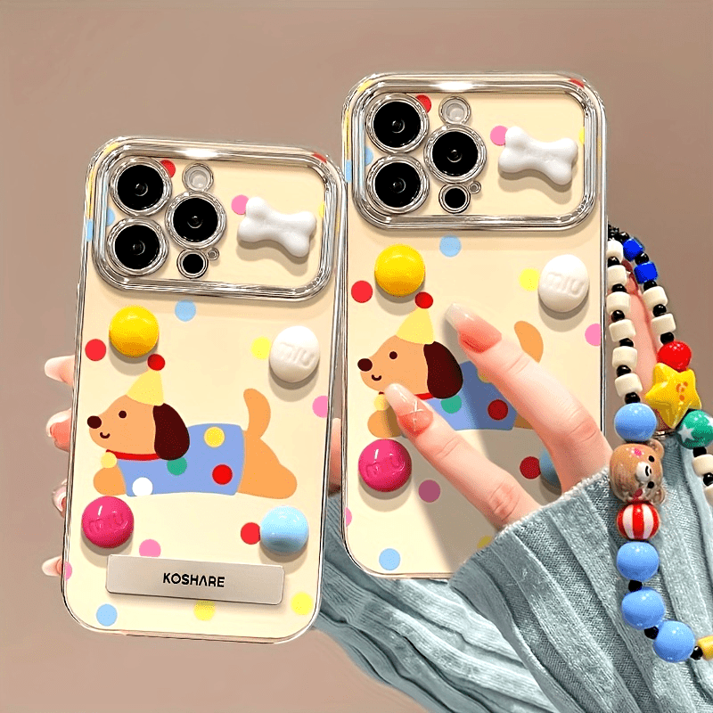 Cartoon Dog Case with Chain for iPhone 16