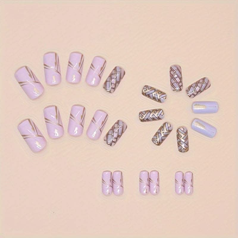 24pcs False Nails Set – Includes Nail Glue and Nail File