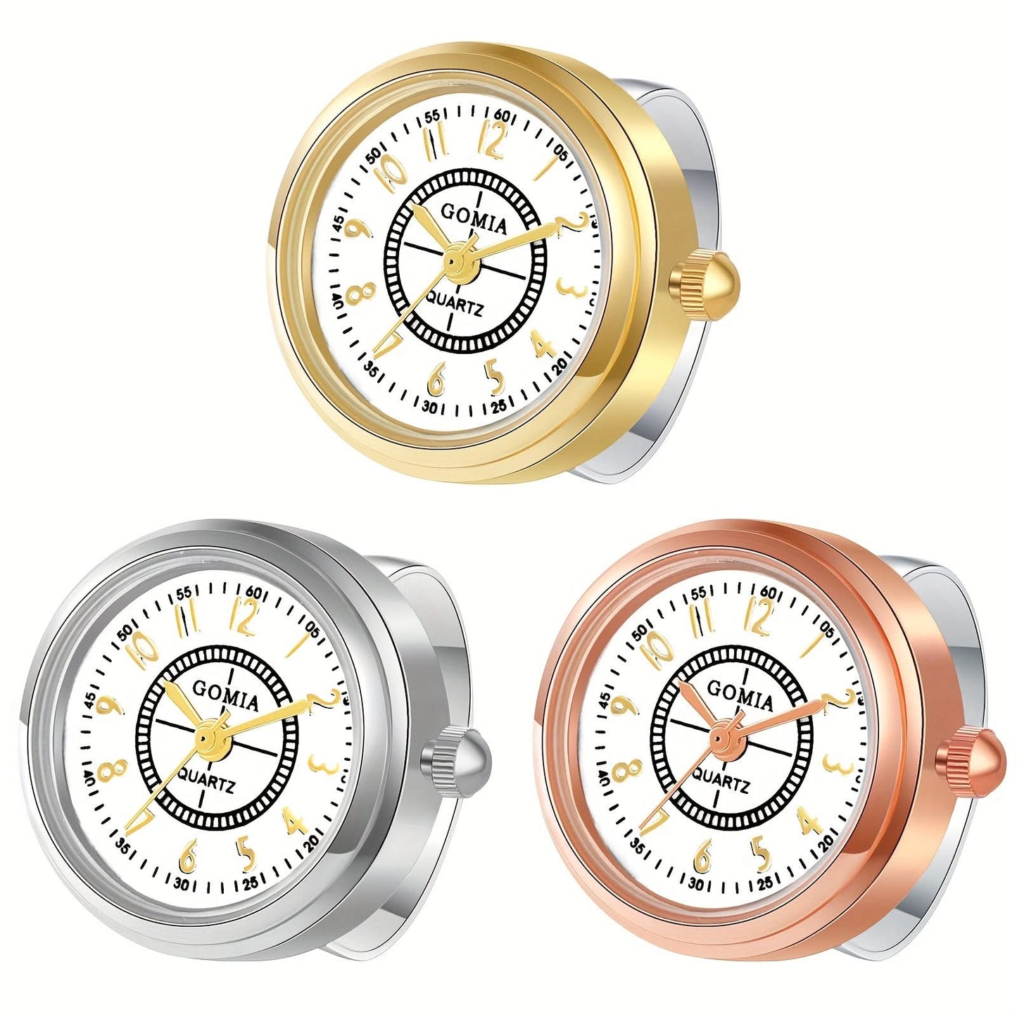 Chic Stainless Steel Quartz Ring Watch – Adjustable, Roman Numerals, Women’s Sports Style