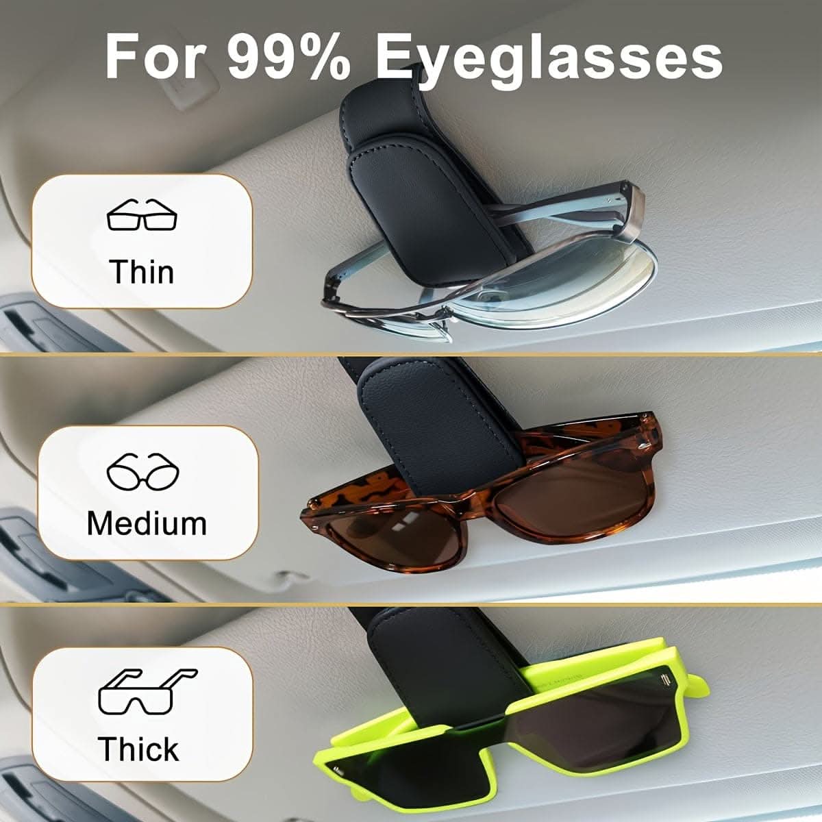 Magnetic PU Leather Car Sun Visor Glasses Holder – Secure