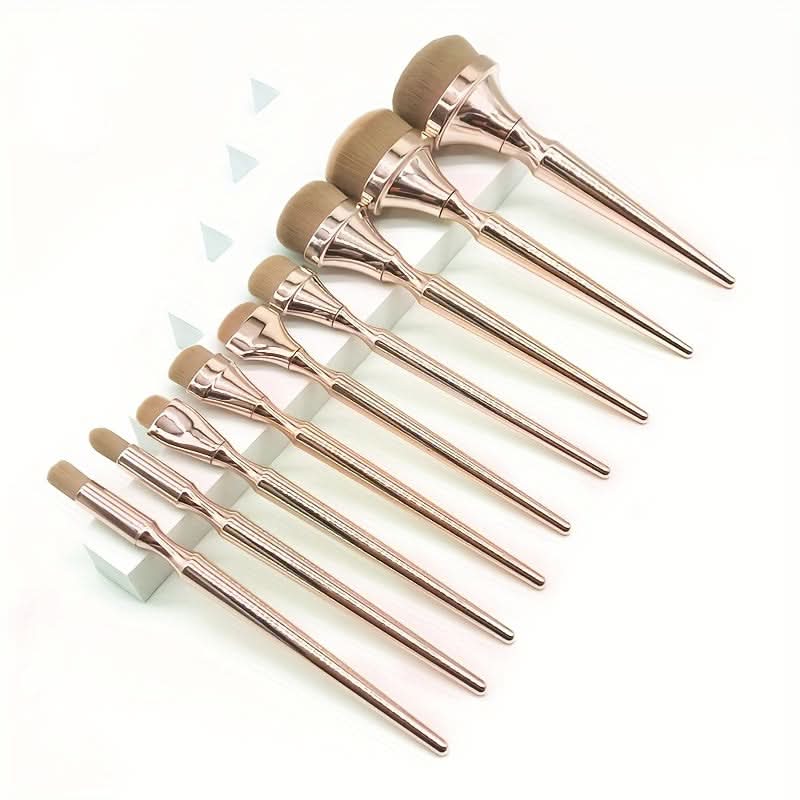 9-Piece Rose Gold Makeup Brush Set