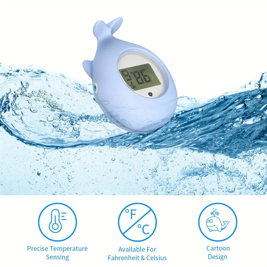 1pc Cartoon Whale Water Thermometer, 3-in-1 High Precision Induction