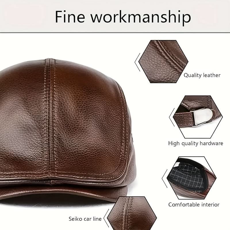 Men’s Leather Gatsby Ivy Cap – Hat with PU Strap