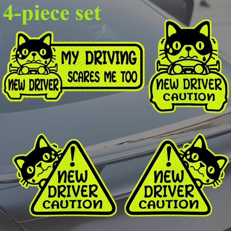Reflective ‘Novice Driver’ Magnetic Car Stickers – Waterproof & UV-Resistant