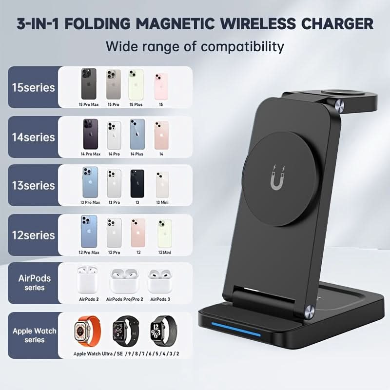 3-in-1 Magnetic Foldable Wireless Charging Station