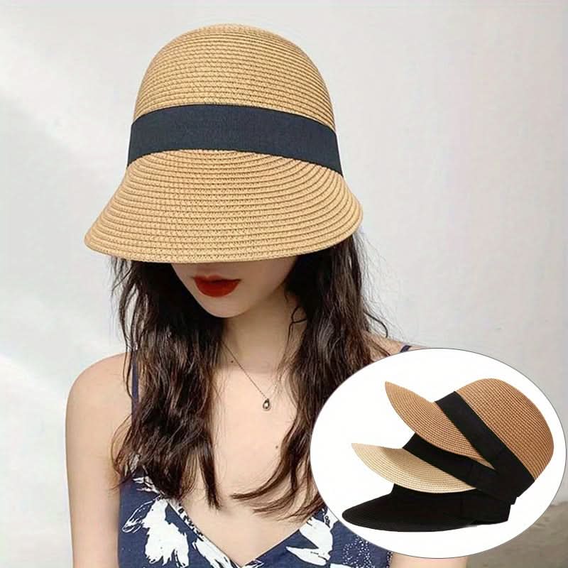 Women's Straw Sun Visor Hat – Wide Brim, UV Protection, Breathable & Stylish