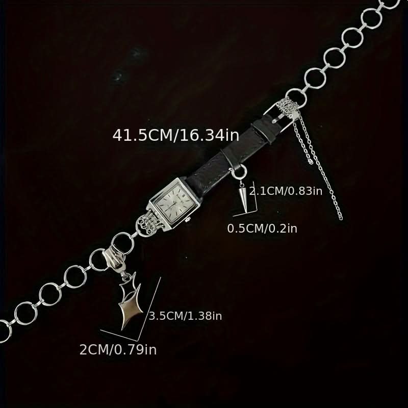 Cyberpunk Square Watch Face Choker Necklace