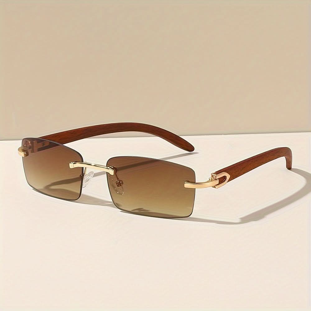 6 Pairs Trendy Rectangle Rimless Vintage Style Sunglasses