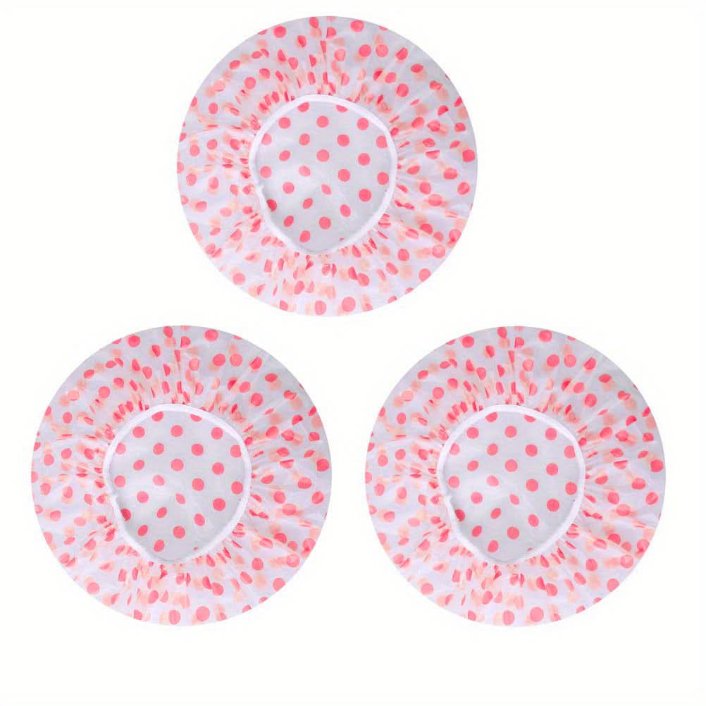 3 Pcs Reusable Waterproof Shower Caps with Floral Print