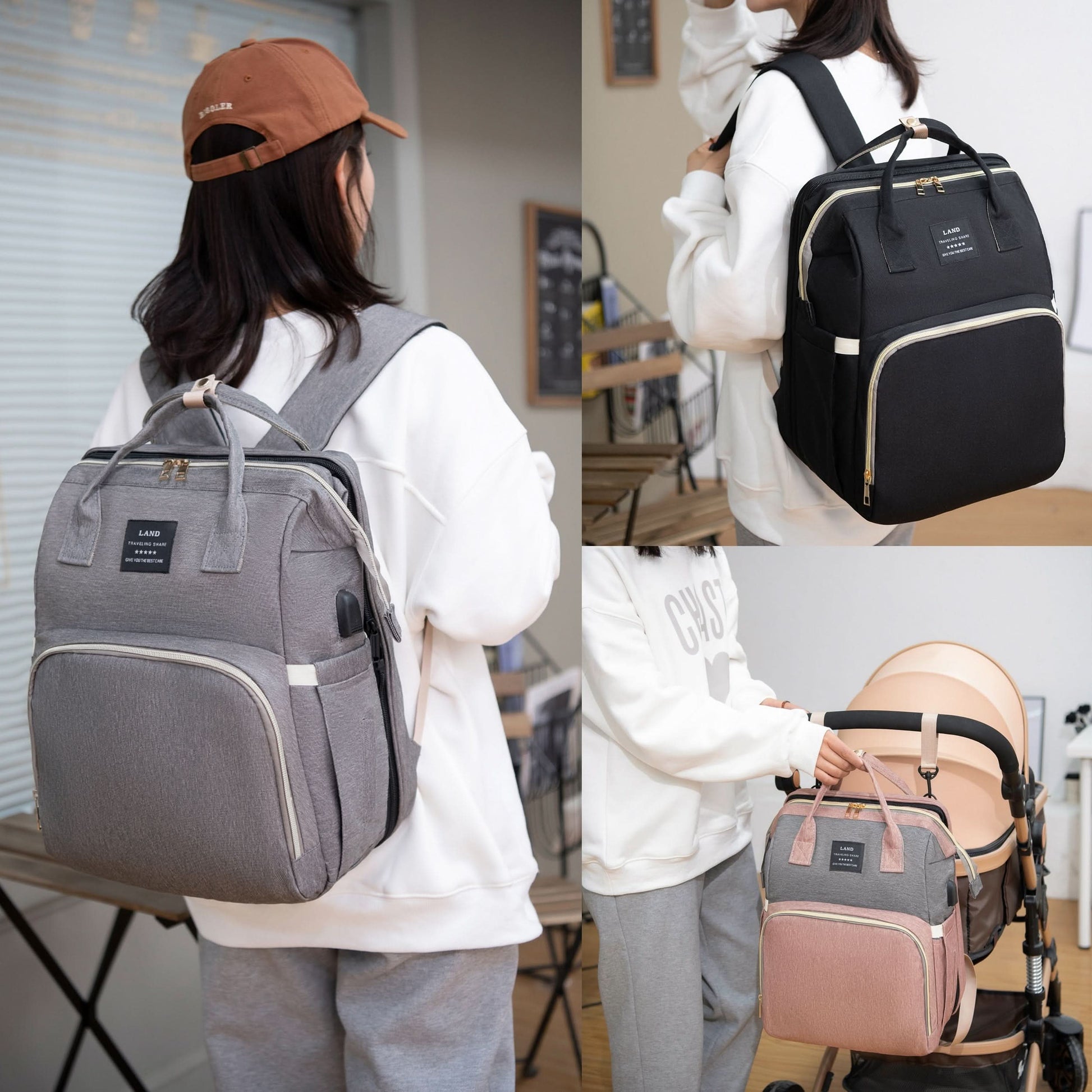 Waterproof Diaper Backpack with Changing Station