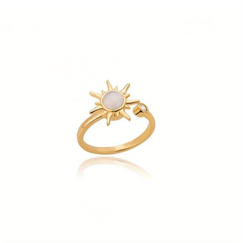 Adjustable Opal Sun Ring – Stainless Steel