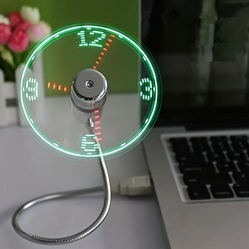 Compact USB Clock Fan with LED Display