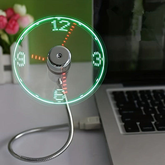 Compact USB Clock Fan with LED Display