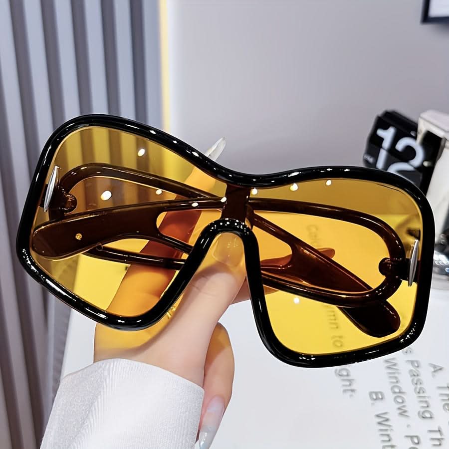 Oversized Square Frame Reflective Lens Glasses