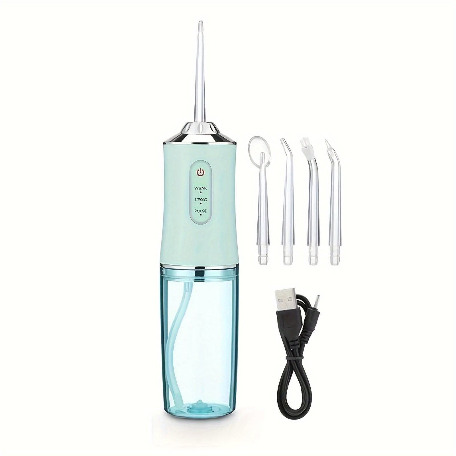 Portable Dental Water Flosser – USB Rechargeable, 4 Jet Tips, 3 Modes, Waterproof
