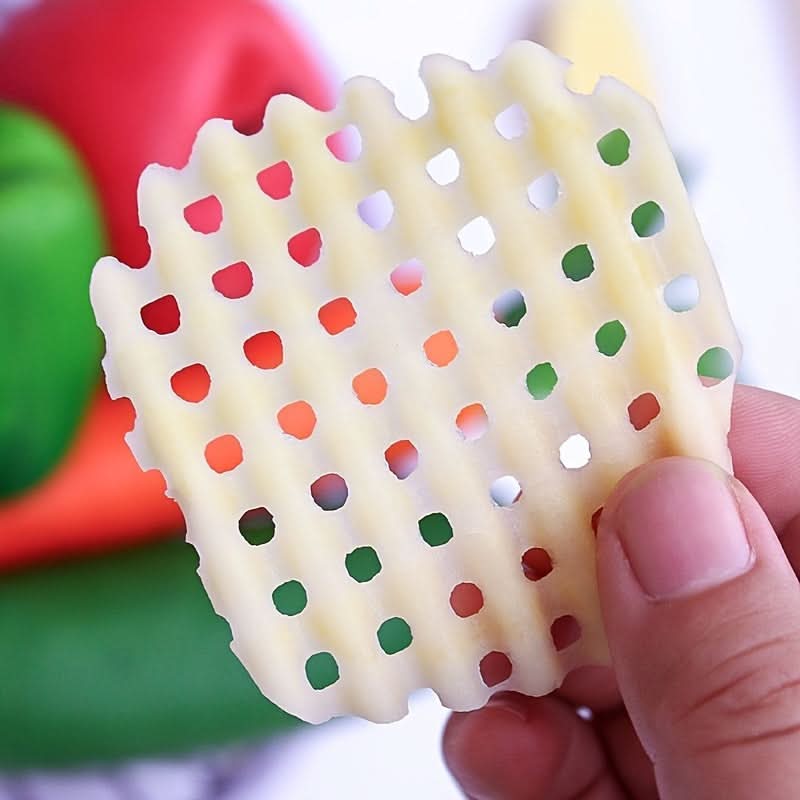 Stainless Steel Waffle Fry Slicer with Natural Wood Handle