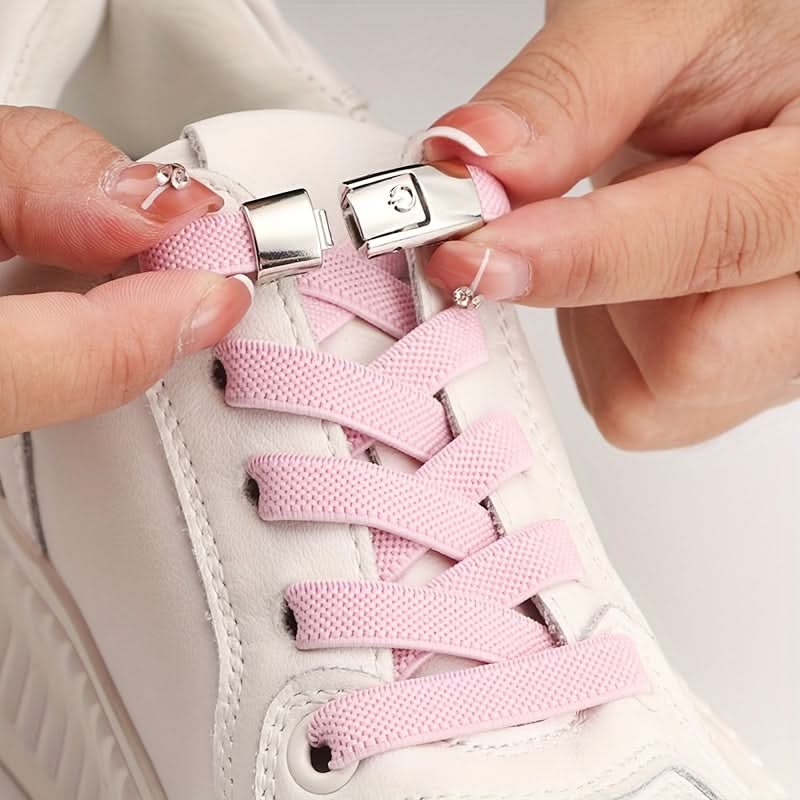 No-Tie Shoelaces with Adjustable Buckles – Easy-On Fit For Sneakers & Sports Shoes