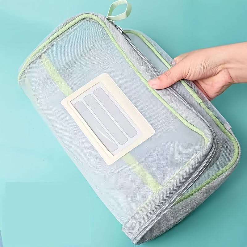 4-Pack Transparent Zippered Mesh File Bags