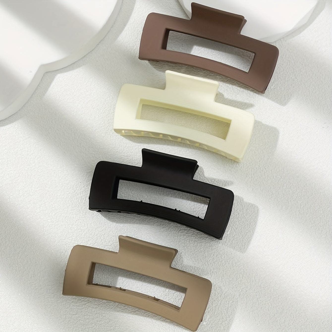 4 Pcs Stylish Rectangle Hair Claw Clips – Strong Hold, Non-Slip