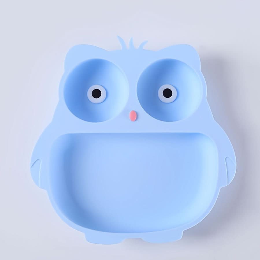 Silicone Owl-Shaped Baby Feeding Plate with Suction Cup