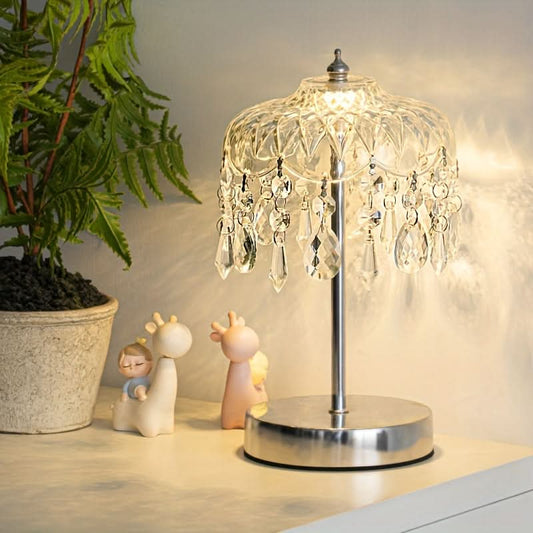 Pagoda Crystal LED Desk Lamp - Dimmable, USB Powered, Clip-On Downlight