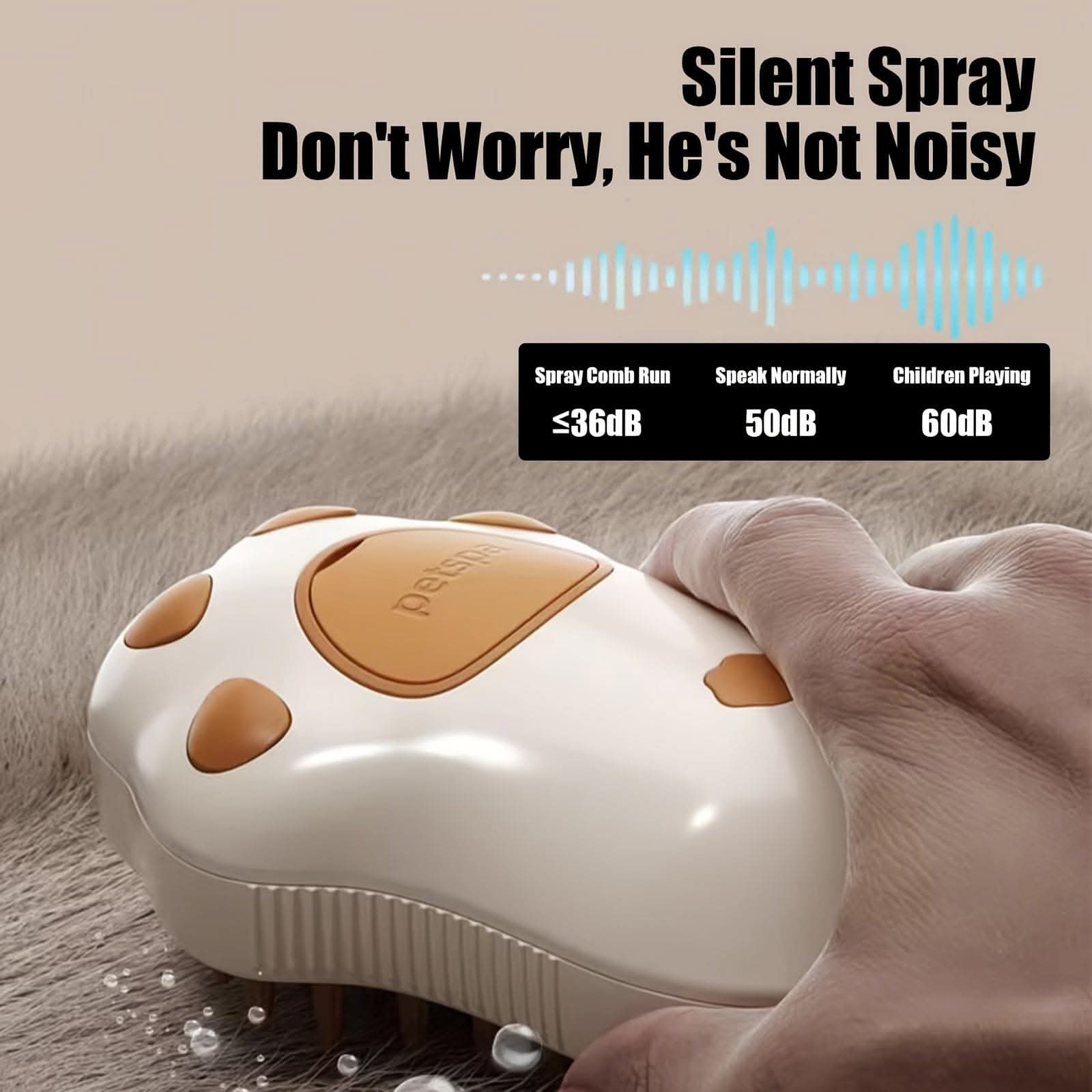3-in-1 Electric Steam Brush - Ultimate Grooming Tool - Stylish Paw Design