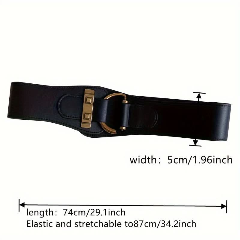 Vintage PU Leather Waist Belt - Wide Retro Style