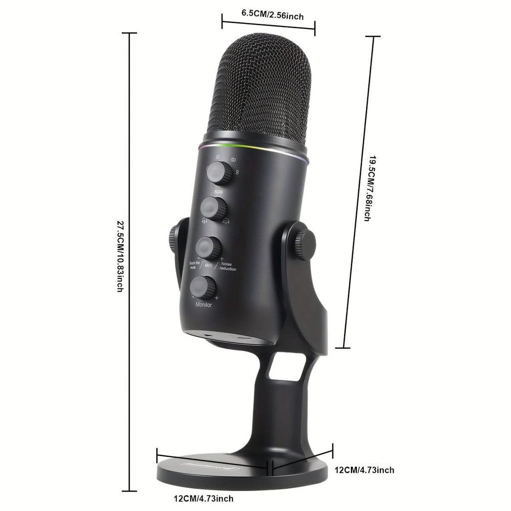 USB Condenser Microphone with RGB Lighting