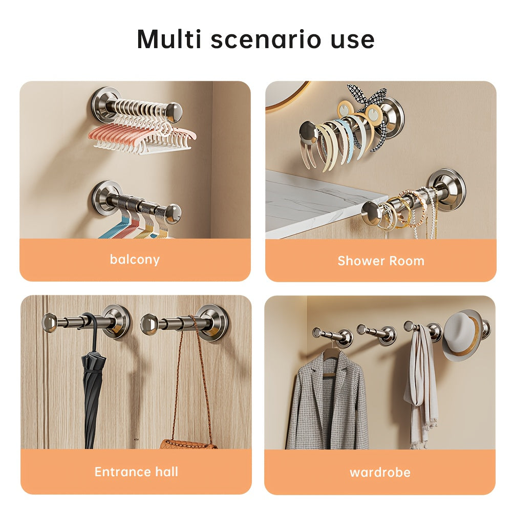Worldwide Retractable Hanger Storage Rack – No-Drill Suction Mount, Adjustable Length, Space-Saving