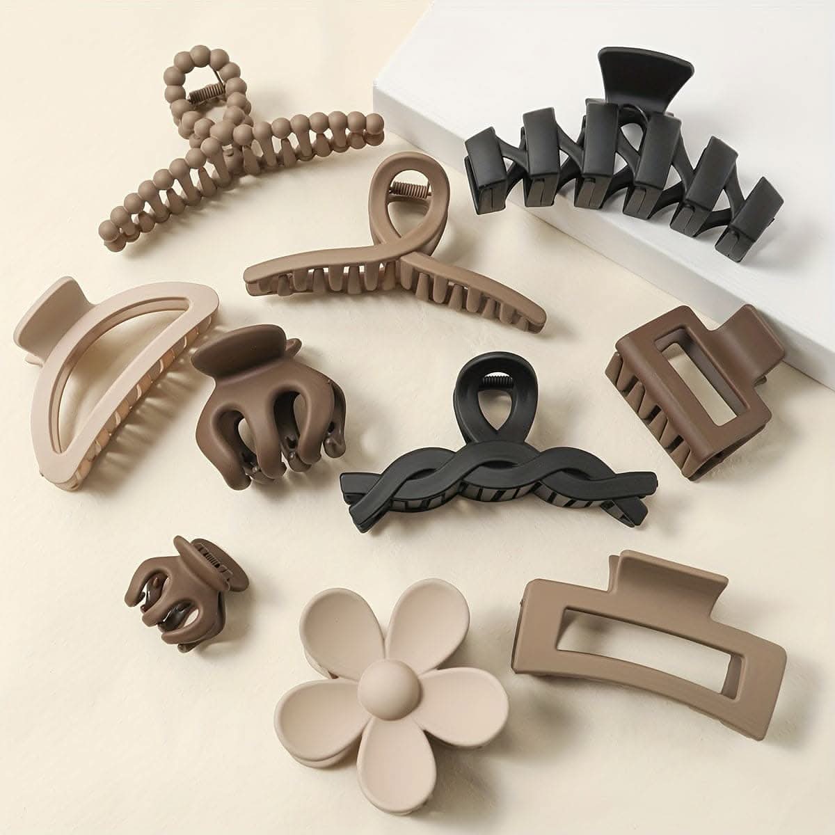 10-Pc Colorful Geometric Flower Hair Claw Set – Stylish & Durable Hair Clips