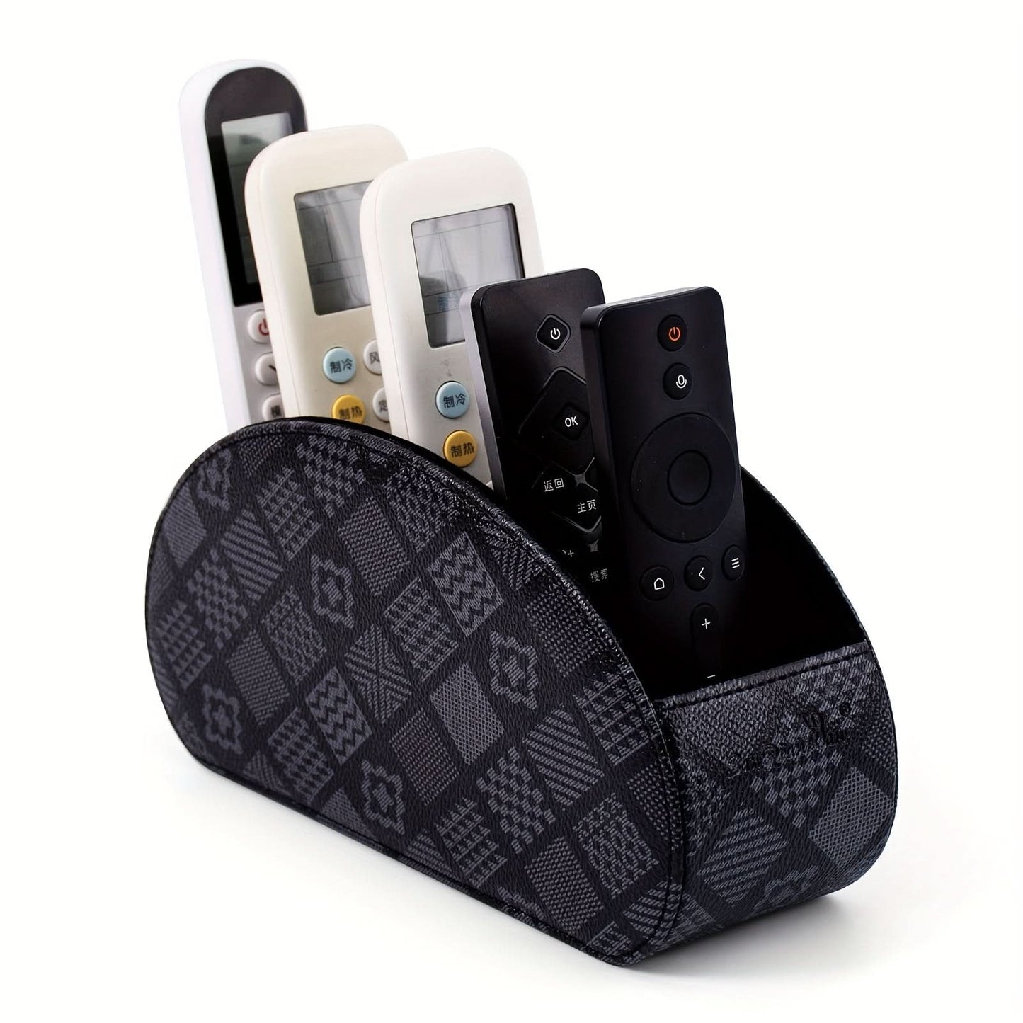 5-Compartment PU Leather Remote Organizer Box