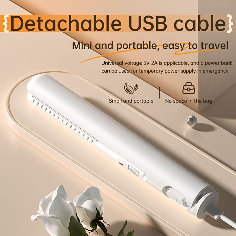 2-in-1 Mini Hair Straightener & Curler – USB-Powered Travel Styler