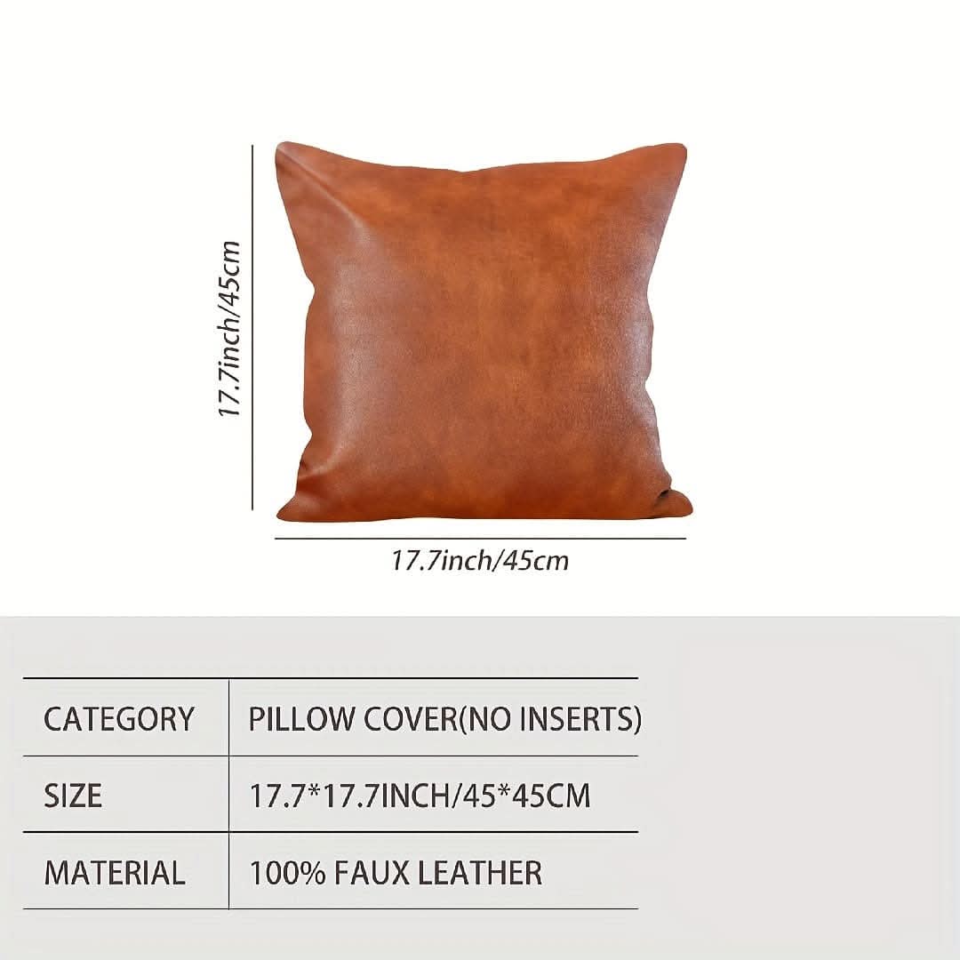 Set of 4 Luxurious Faux Leather Boho Throw Pillow Covers