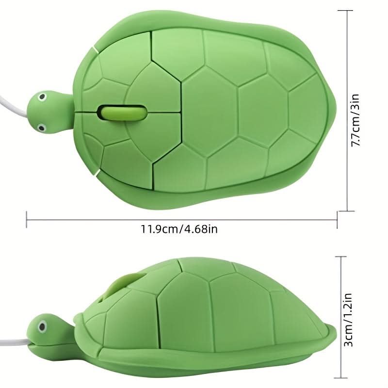 Cute Turtle-Shaped USB Wired Mouse - Green