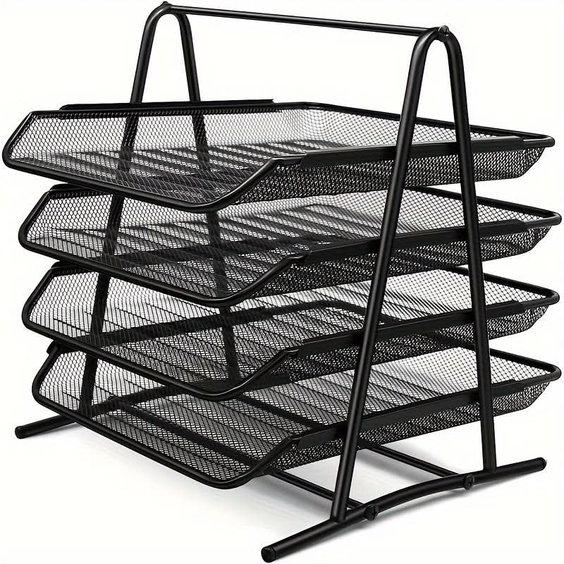 4-Tier Metal Desk File Organizer