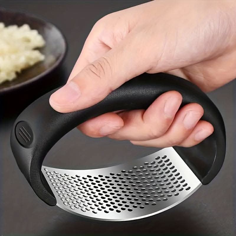 Stainless Steel Garlic Press - Rocker Metal Garlic Mincer and Crusher