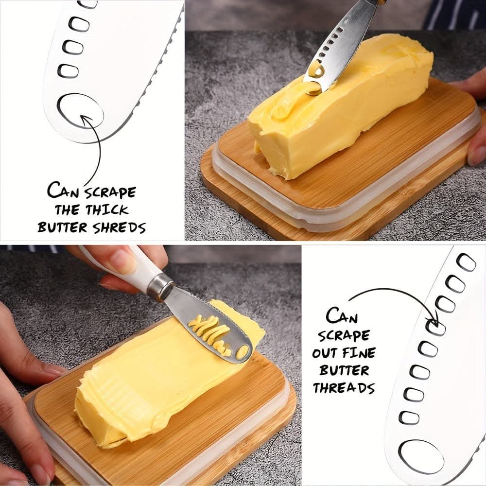 Elegant Stainless Steel Butter Dish with Sealed Lid & Multipurpose Knife