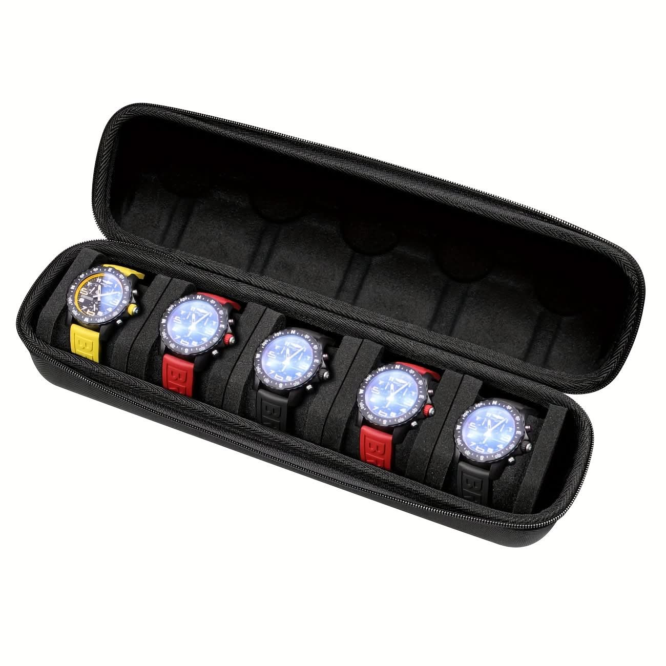5-Slot Watch Travel Case with Foam Pillow
