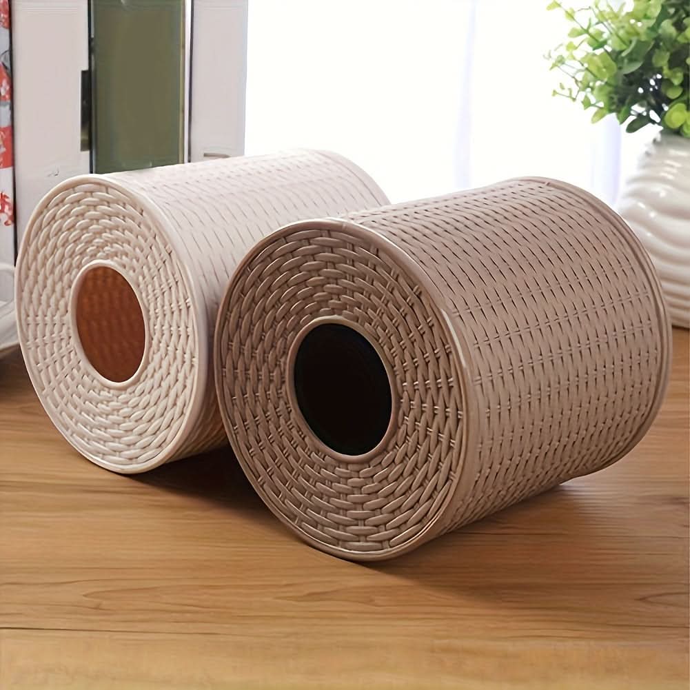 Round Woven PVC Tissue Box Holder – Home & Office Decor