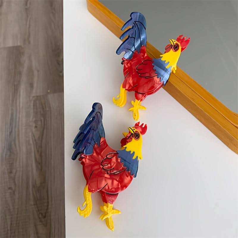 Cartoon Rooster Acetate Hair Claw Clip for Women
