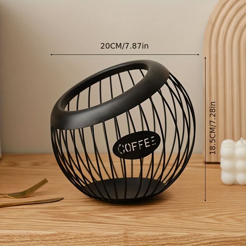 Sleek Metal Coffee Pod Holder – Stylish Iron Storage Basket for Snacks