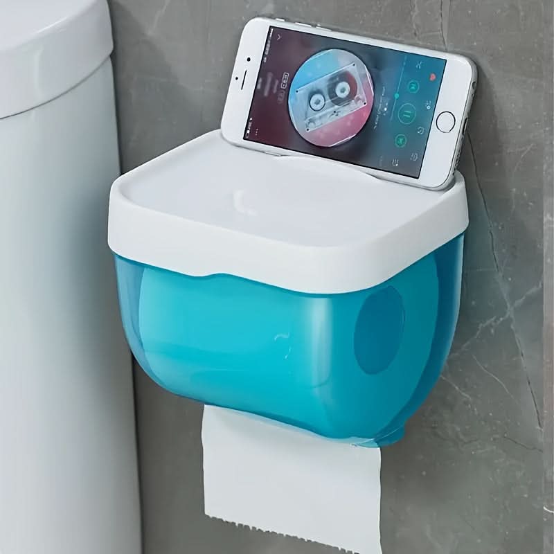 Wall-Mounted Tissue Holder with Storage Shelf – Bathroom Organizer