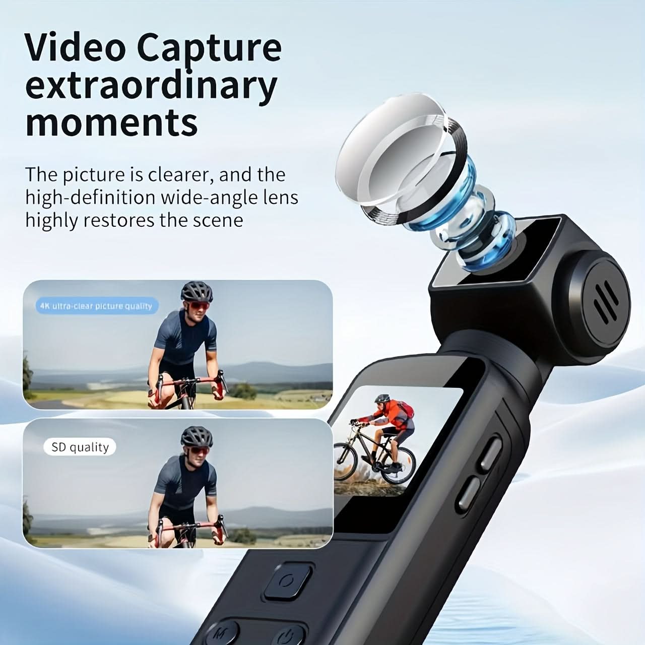 4K Ultra HD Action Camera with Stabilization, Rotating Lens & External Microphone