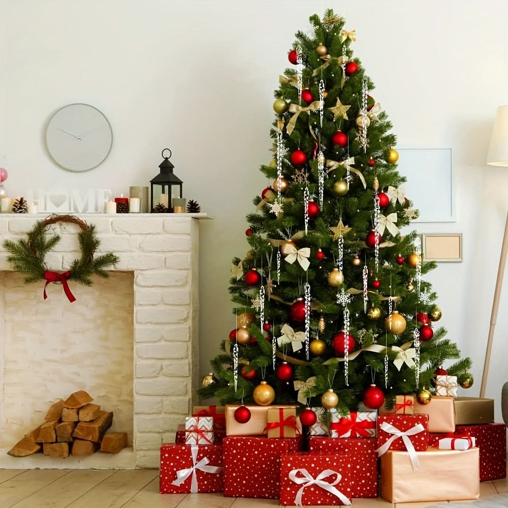 30pcs Christmas Tree Crystal Decorations – Transparent Acrylic Ornaments for Party Decor
