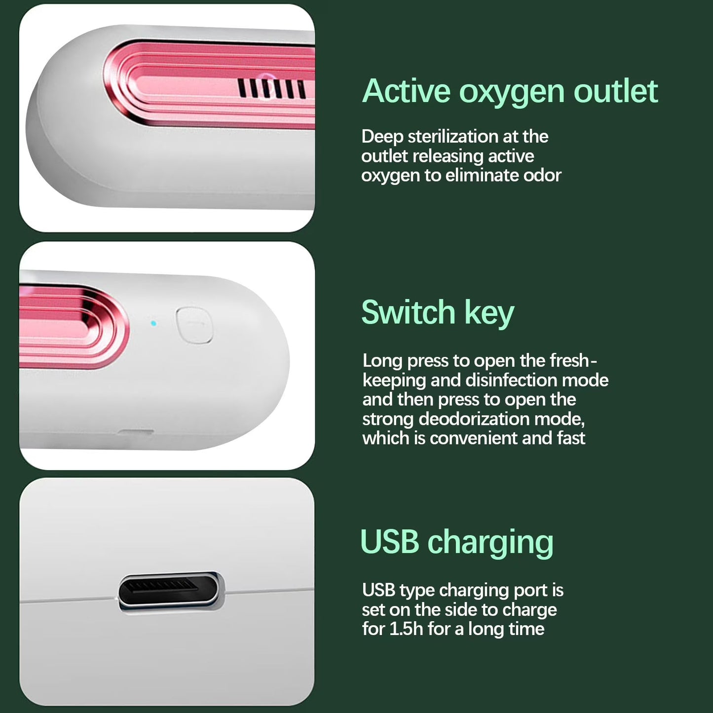 Refrigerator Deodorizer – Ozone Air Purifier for Odor Removal, Food Preservation & Fresh Storage
