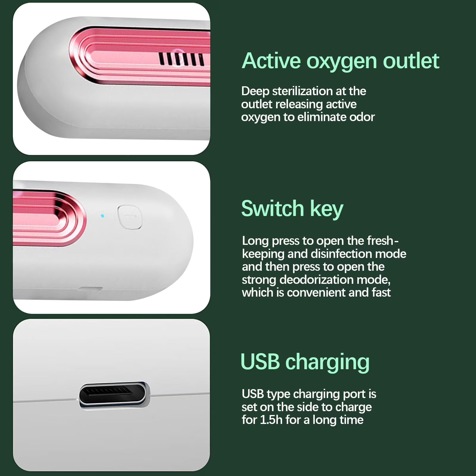 Refrigerator Deodorizer – Ozone Air Purifier for Odor Removal, Food Preservation & Fresh Storage