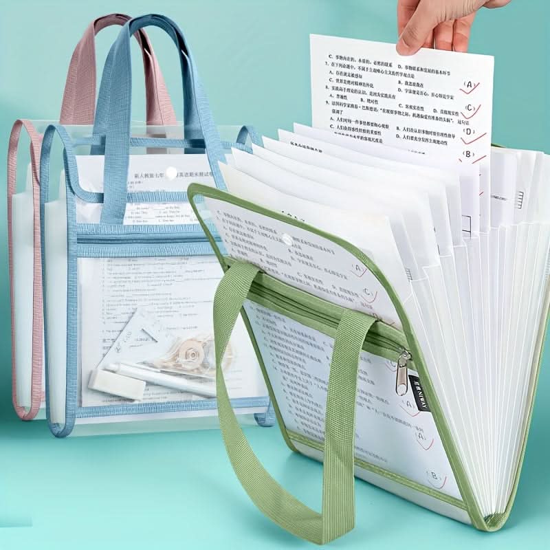 4-Piece Desktop Vertical File Organizer, A4 Expanding Storage with Labels