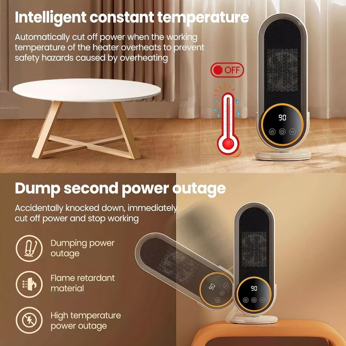 1200W Portable Ceramic Space Heater with Remote