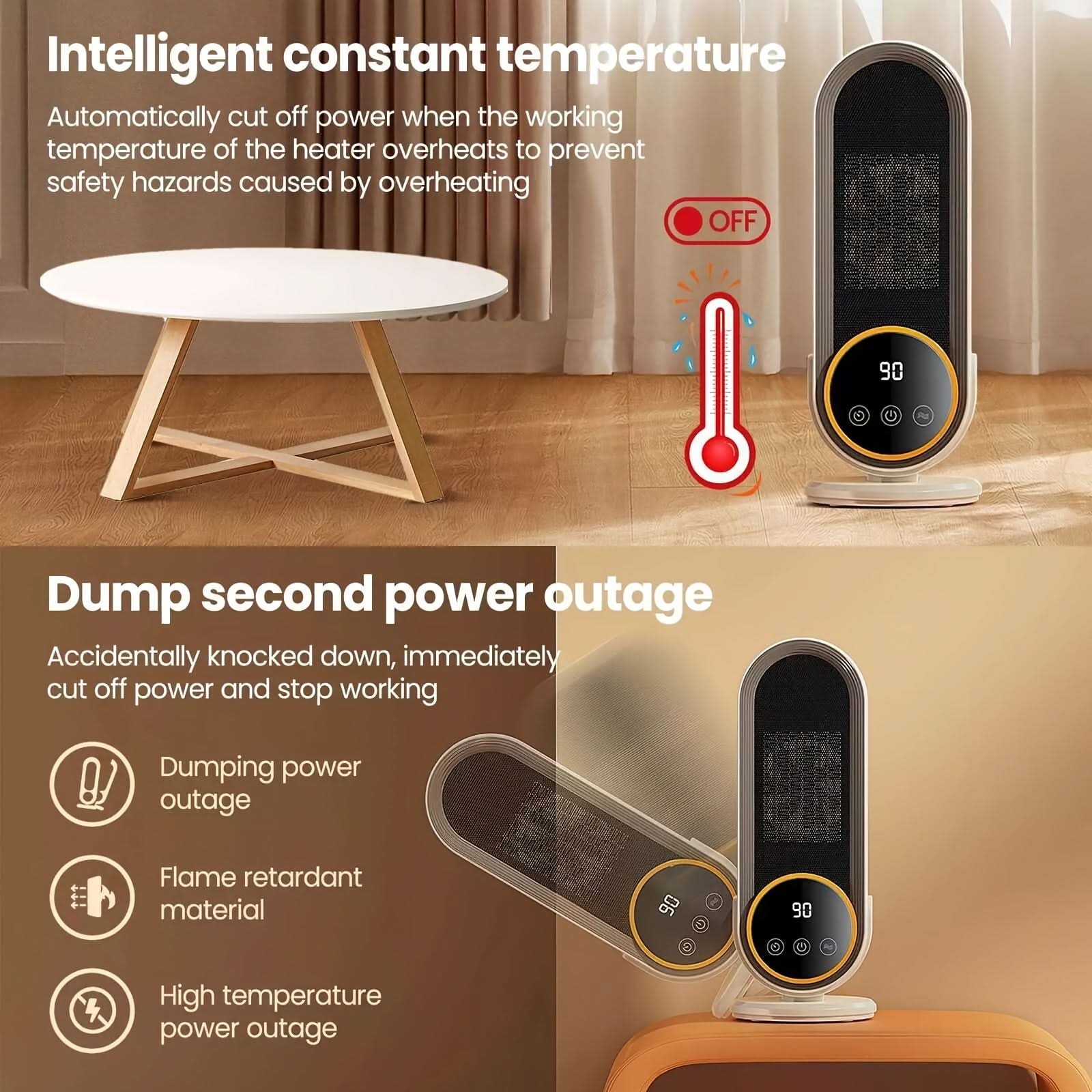 1200W Portable Ceramic Space Heater with Remote